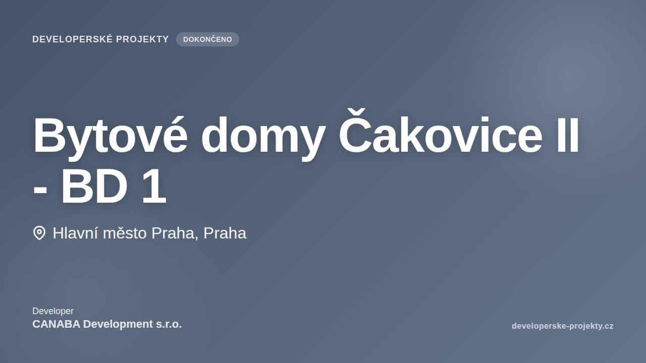 Bytové domy Čakovice II - BD 1